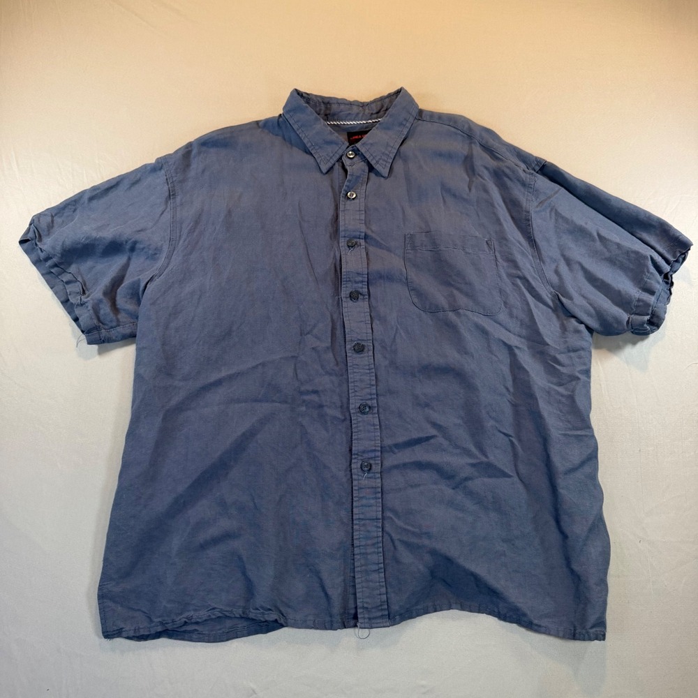 Linea Uomo Mens‎ XXL Blue Linen Blend Shirt Casual Beachy Resortwear Old Money